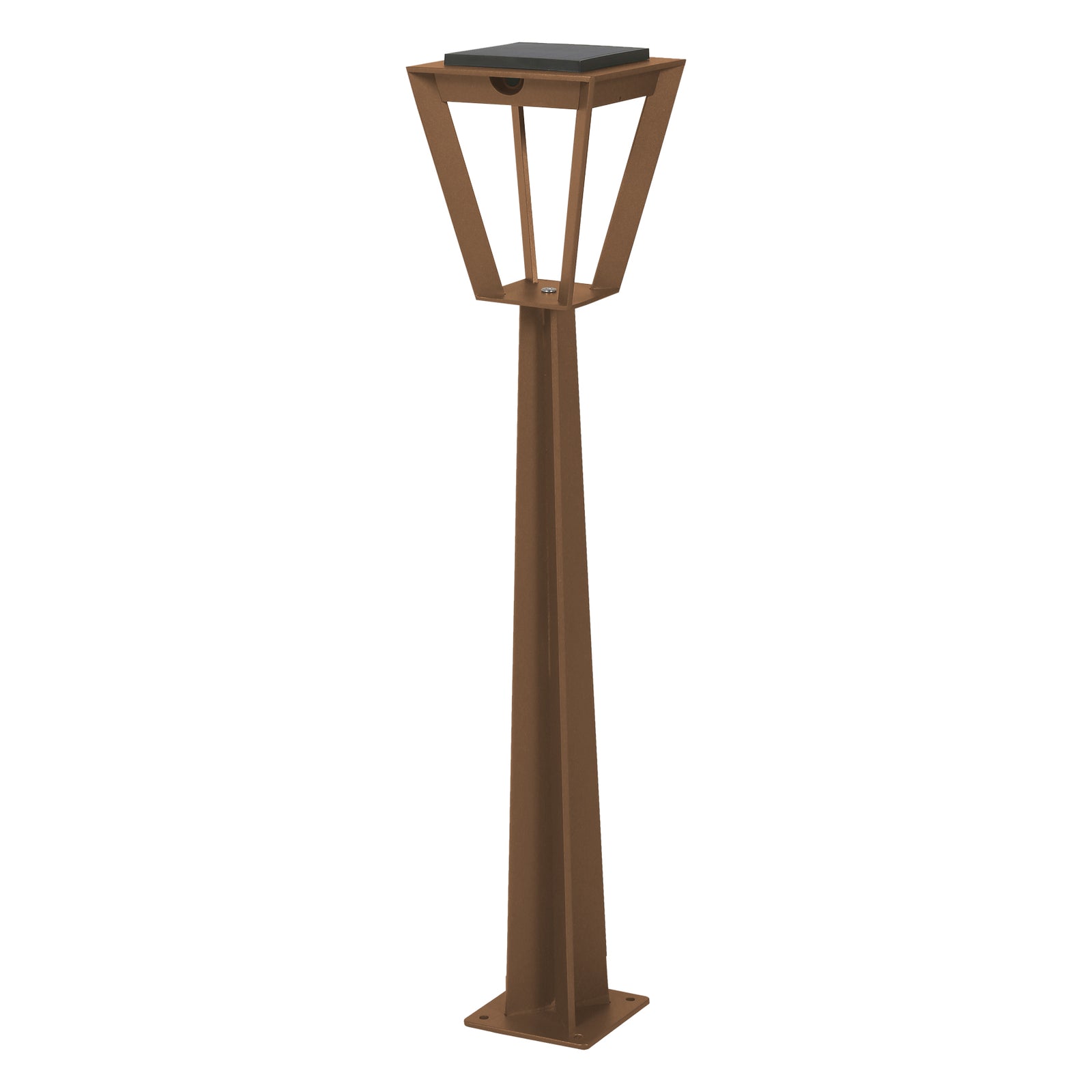 LED solcelle sti-lampe Metro med bevegelsessensor corten IP55 montert i hage