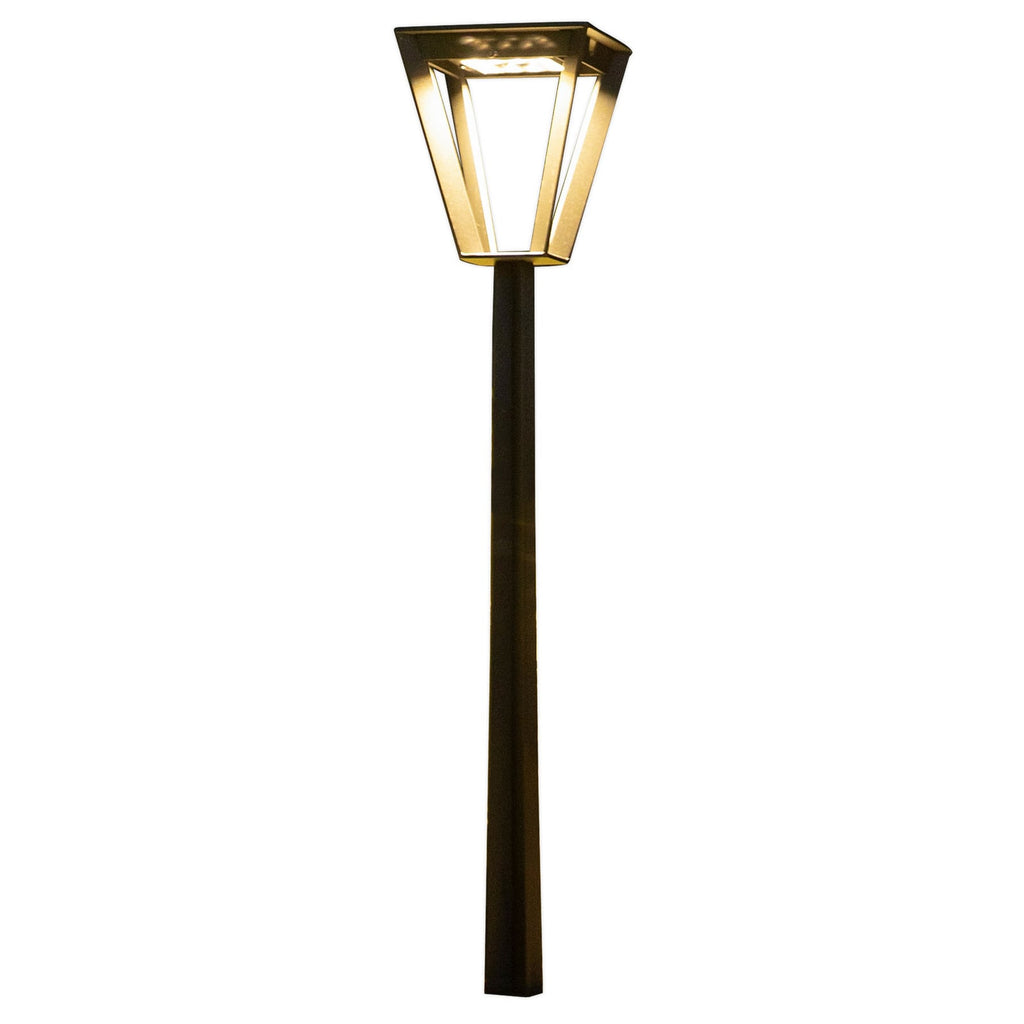 LED solcelle sti-lampe Metro med sensor grå montert i hage