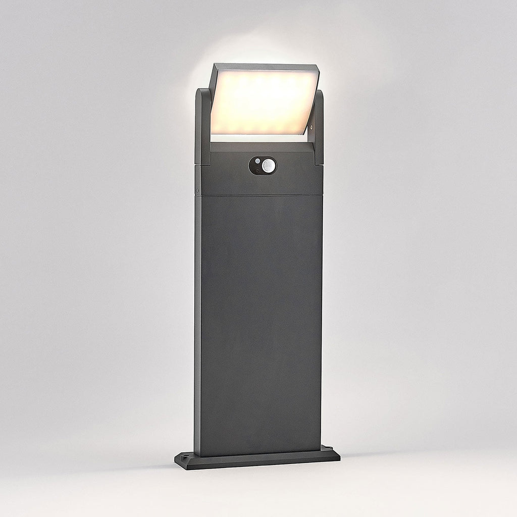 LED solcelle sti-lampe Novalie mørkegrå IP54 nærbilde av sensor