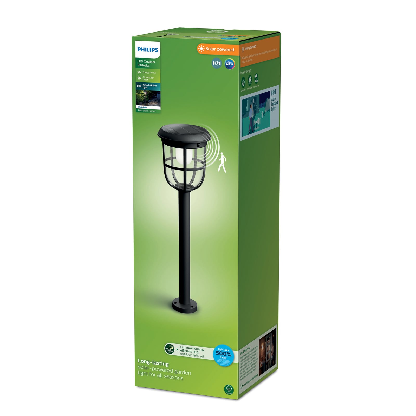 LED solcelle sti-lampe Radii med bevegelsessensor svart IP44 lys i mørket
