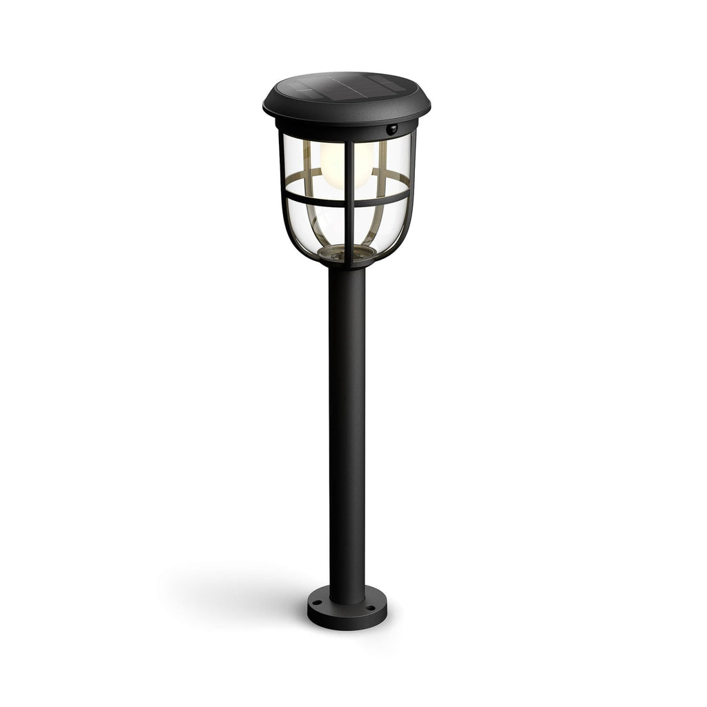 LED solcelle sti-lampe Radii med bevegelsessensor svart IP44 montert i hage