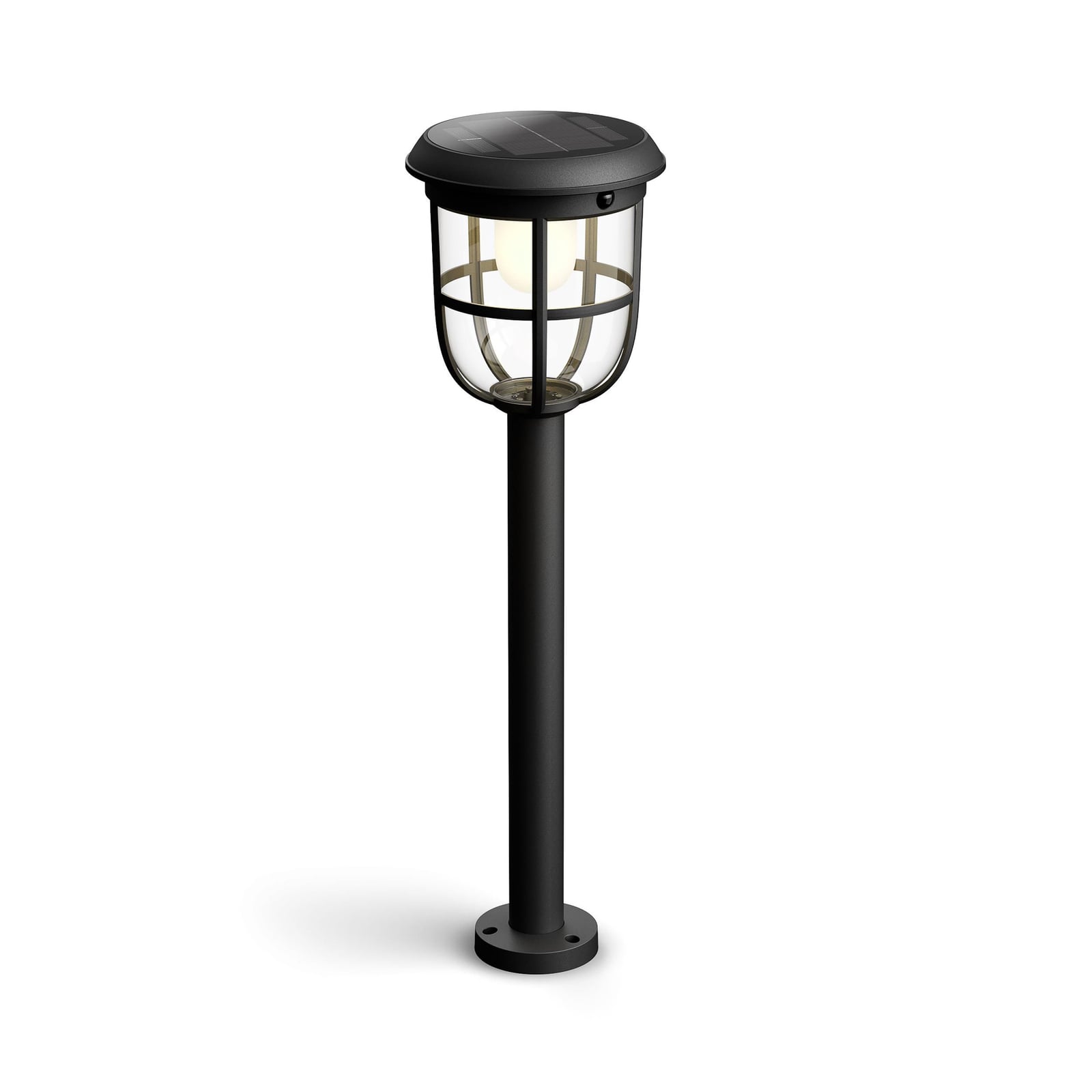 LED solcelle sti-lampe Radii med bevegelsessensor svart IP44 montert i hage