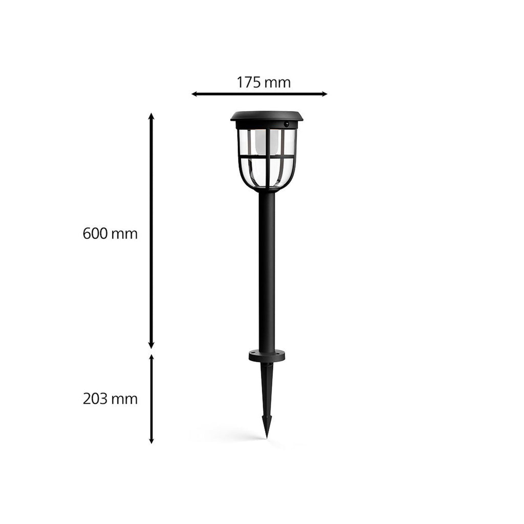 LED solcelle sti-lampe Radii med bevegelsessensor svart IP44 nærbilde av sensor
