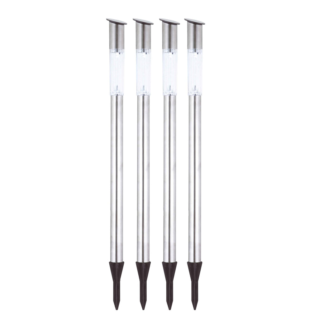 LED solcelle sti-lampe rustfritt stål 4-pack IP44 forfra