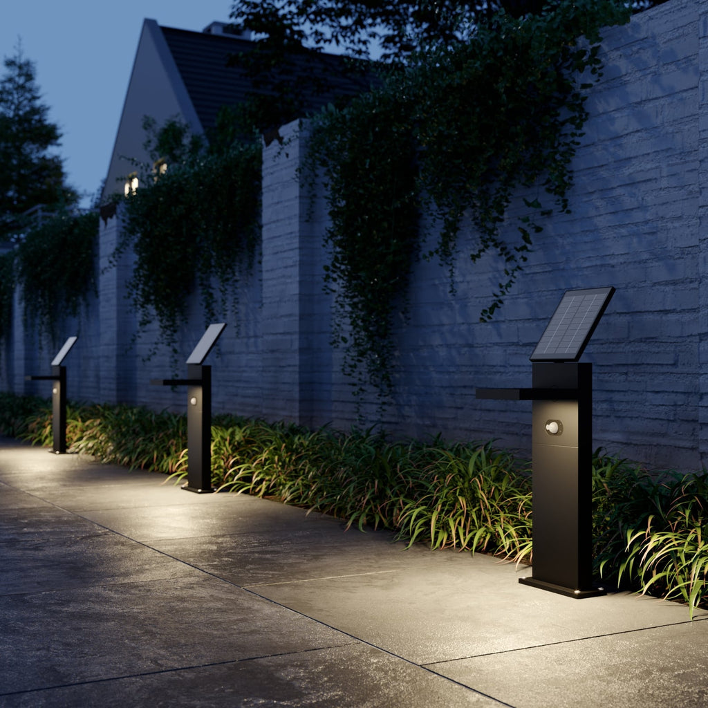 LED solcelle sti-lampe Silvan med bevegelsessensor bakside