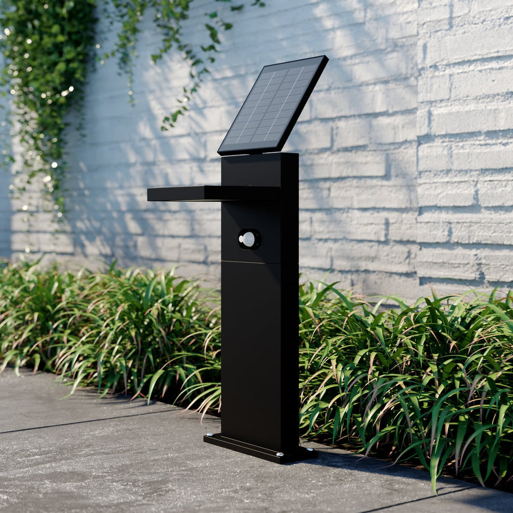 LED solcelle sti-lampe Silvan med bevegelsessensor detalj av sensor