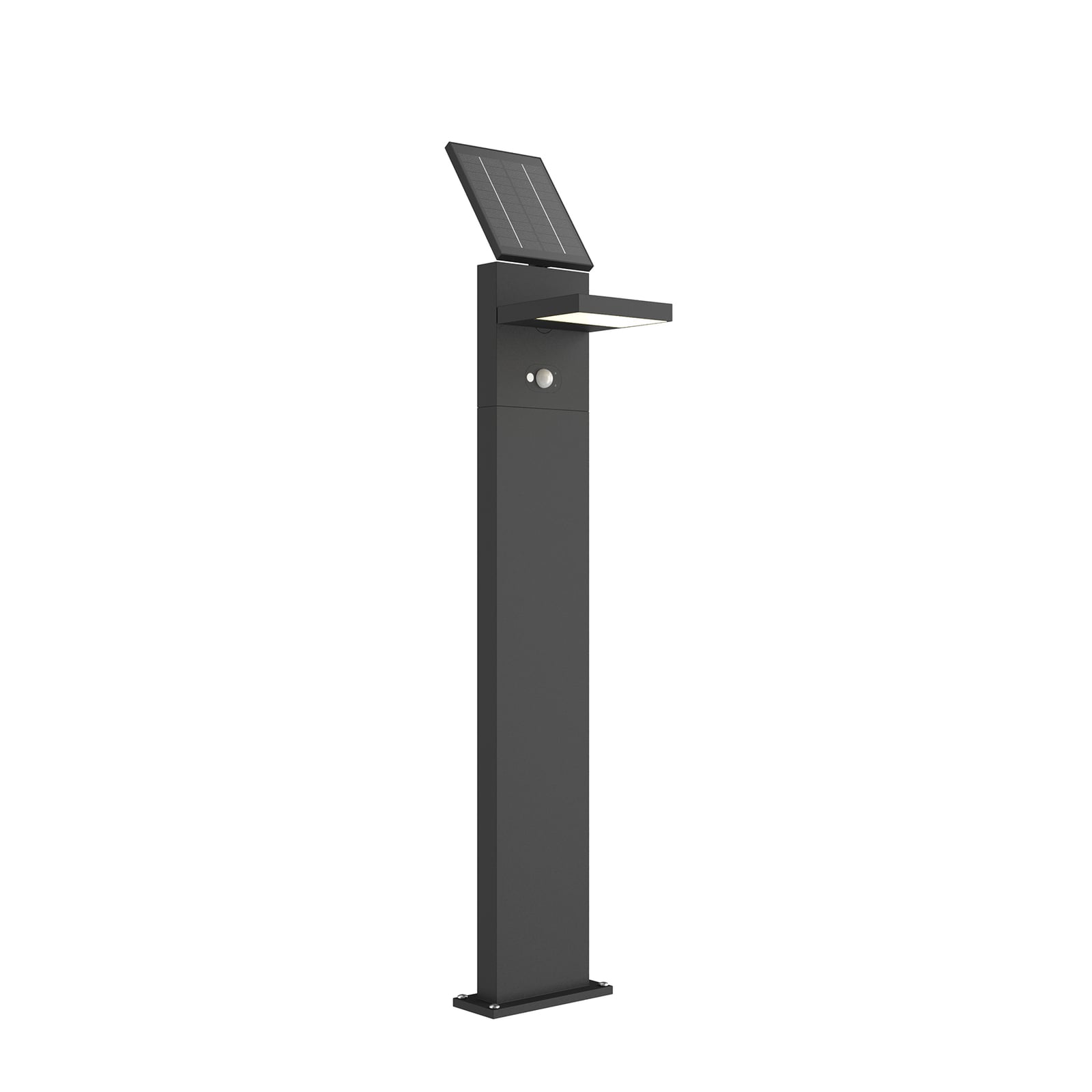 LED solcelle sti-lampe Silvan med bevegelsessensor grafitt nærbilde