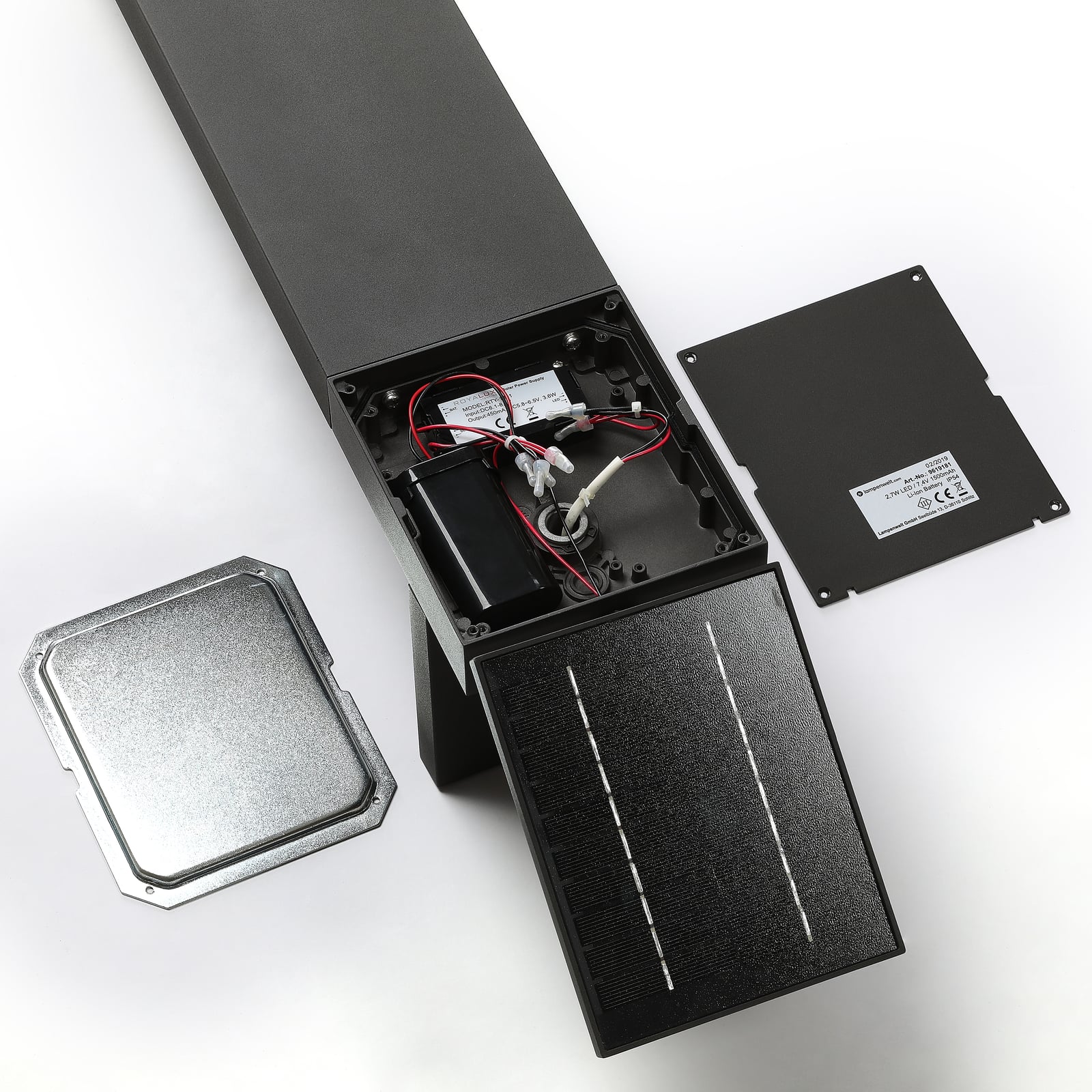LED solcelle sti-lampe Silvan med bevegelsessensor grafitt lysmodus