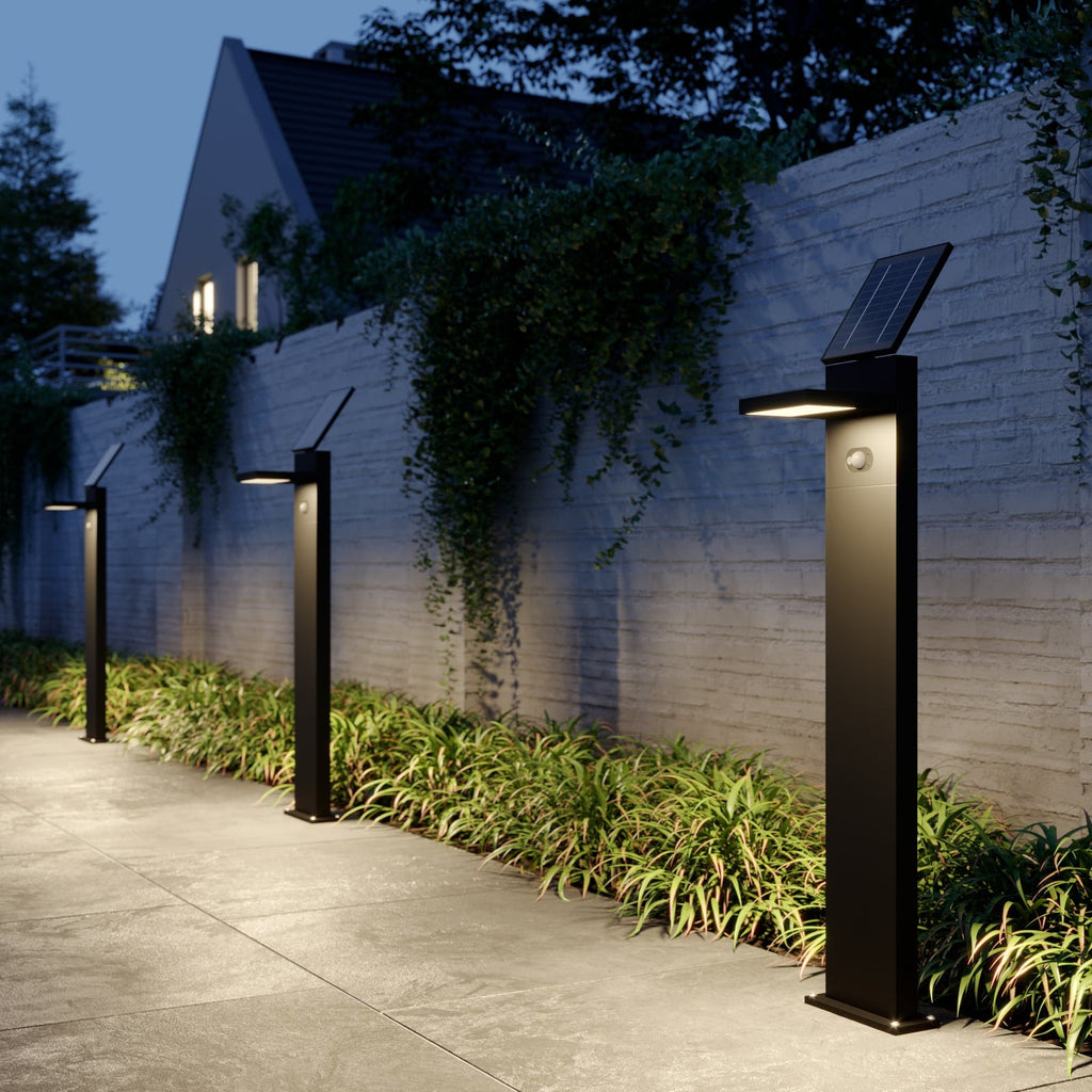 LED solcelle sti-lampe Silvan med bevegelsessensor grafitt aluminiumstolpe