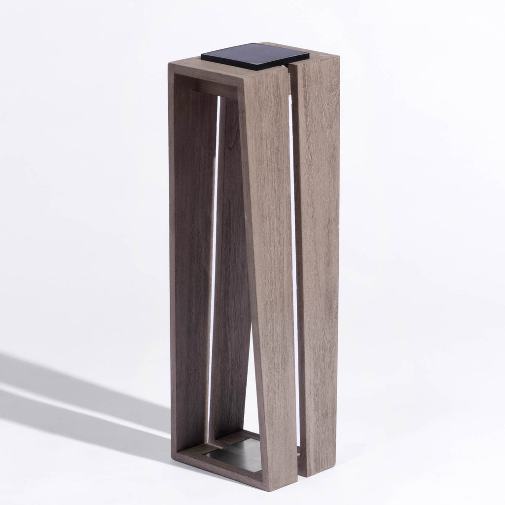 LED solcelle sti-lampe Skaal med sensor dimbar teak sideprofil