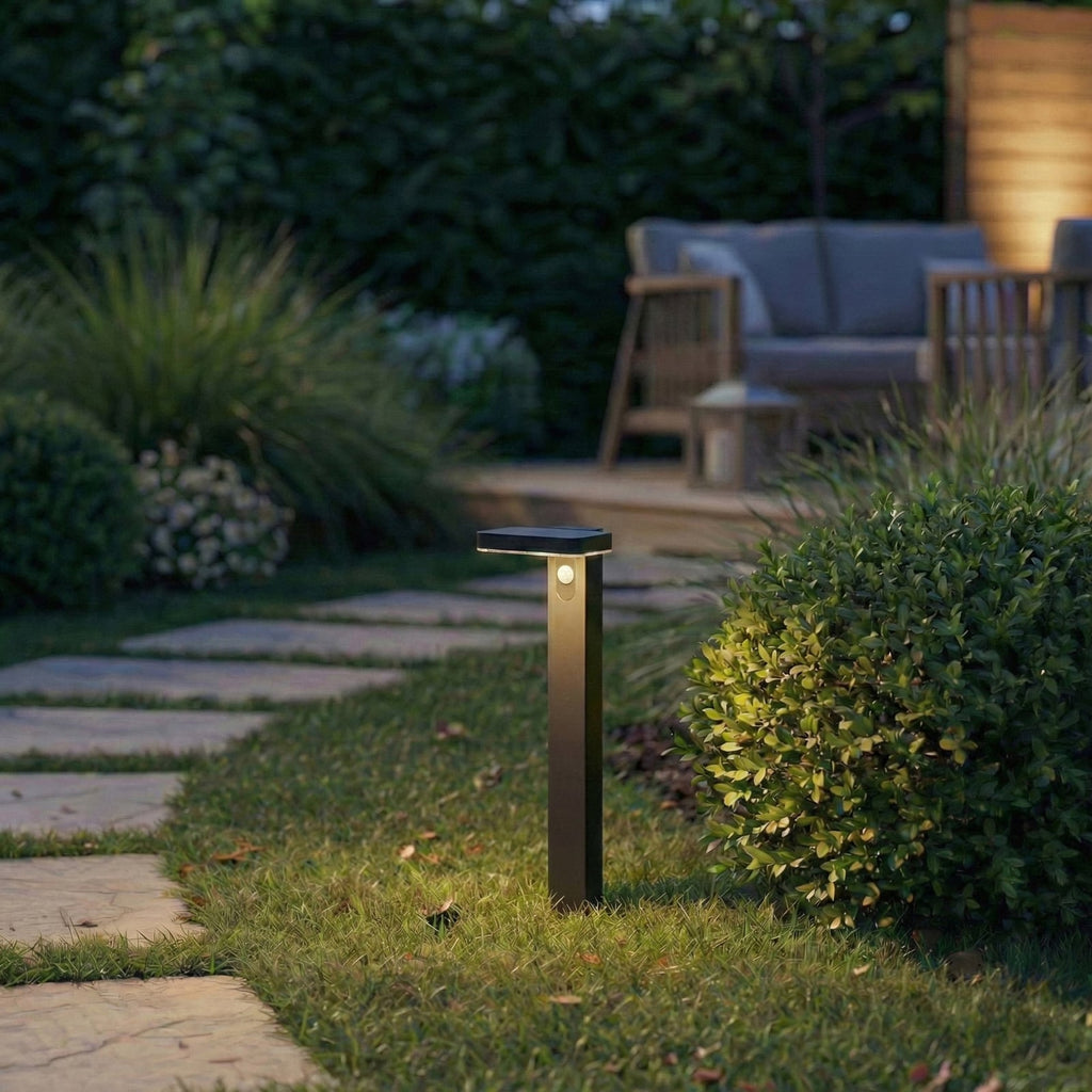 LED solcelle sti-lampe Tarlson kantet antrasitt bakside