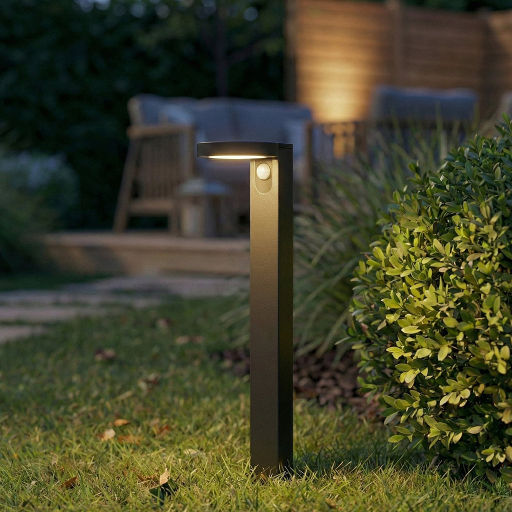 LED solcelle sti-lampe Tarlson rund antrasitt forfra