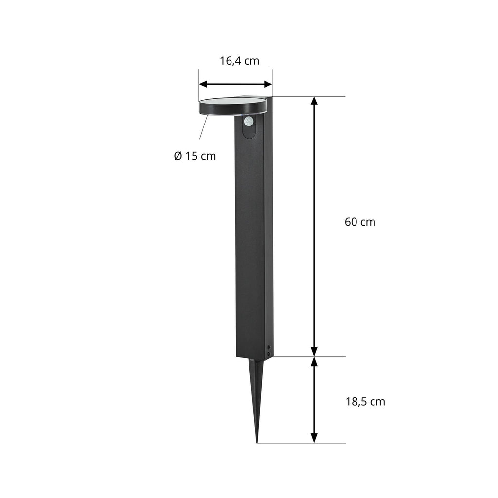 LED solcelle sti-lampe Tarlson rund antrasitt detalj