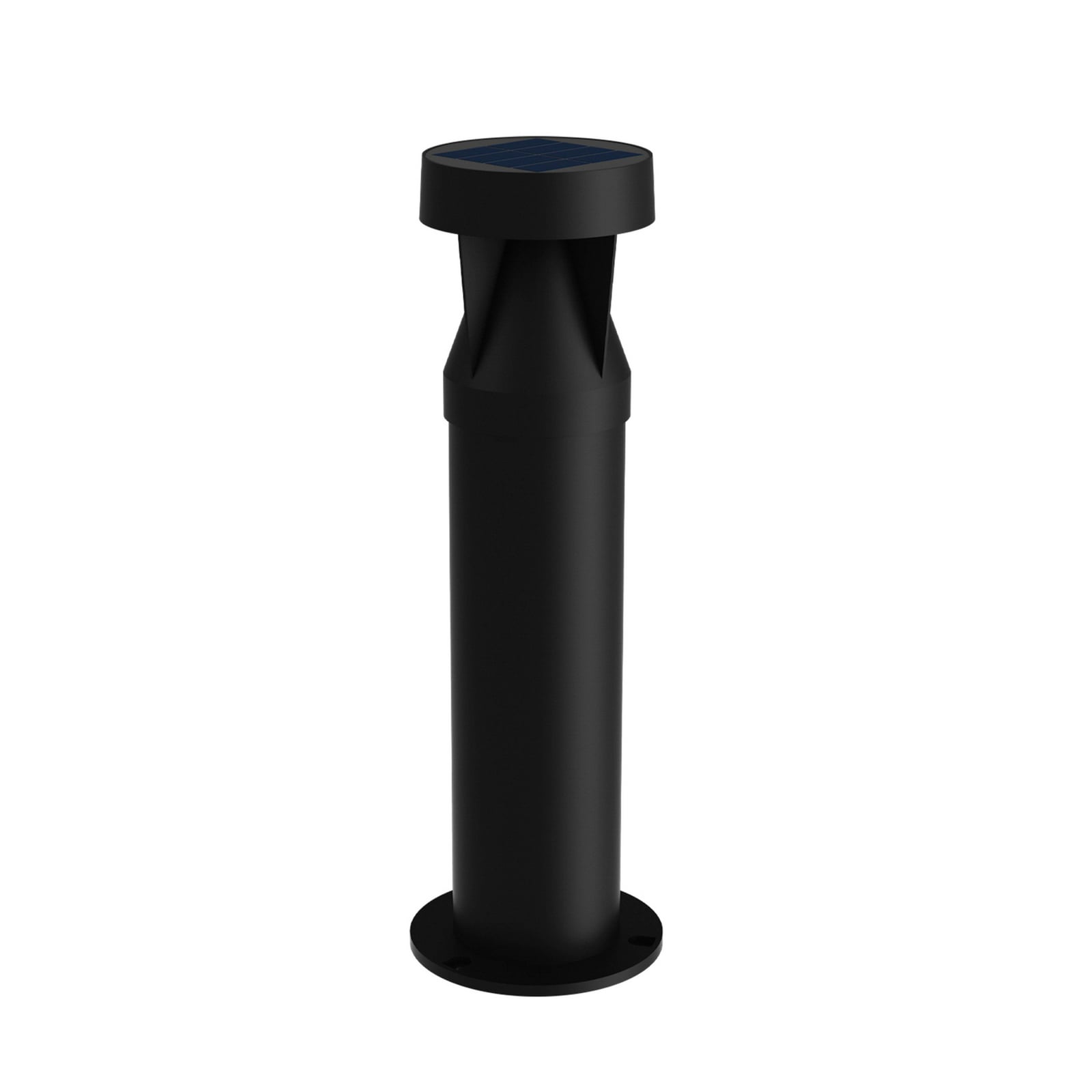 LED solcelle-stolpelampe Avery svart plast H40 cm sett forfra