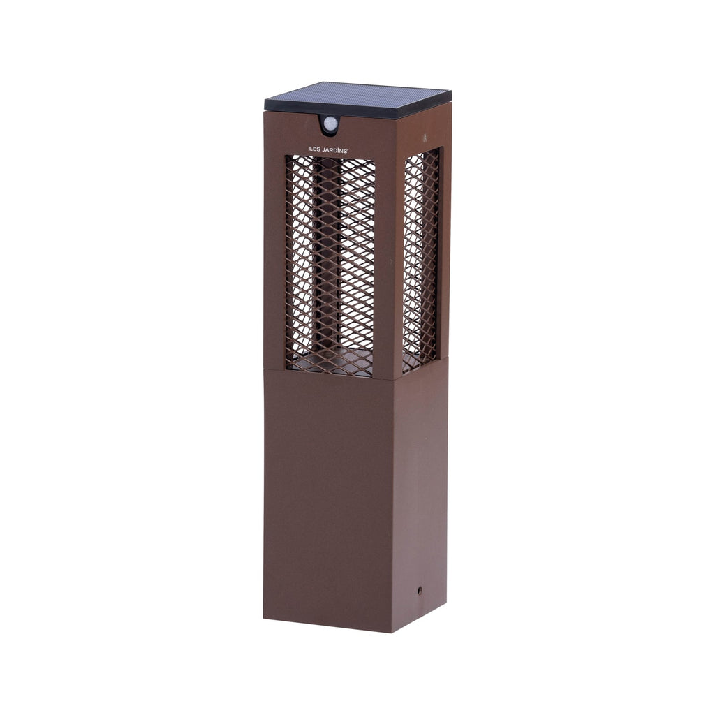 LED solcelle stolpelampe cortenstål med sensor 40 cm IP66 bakside