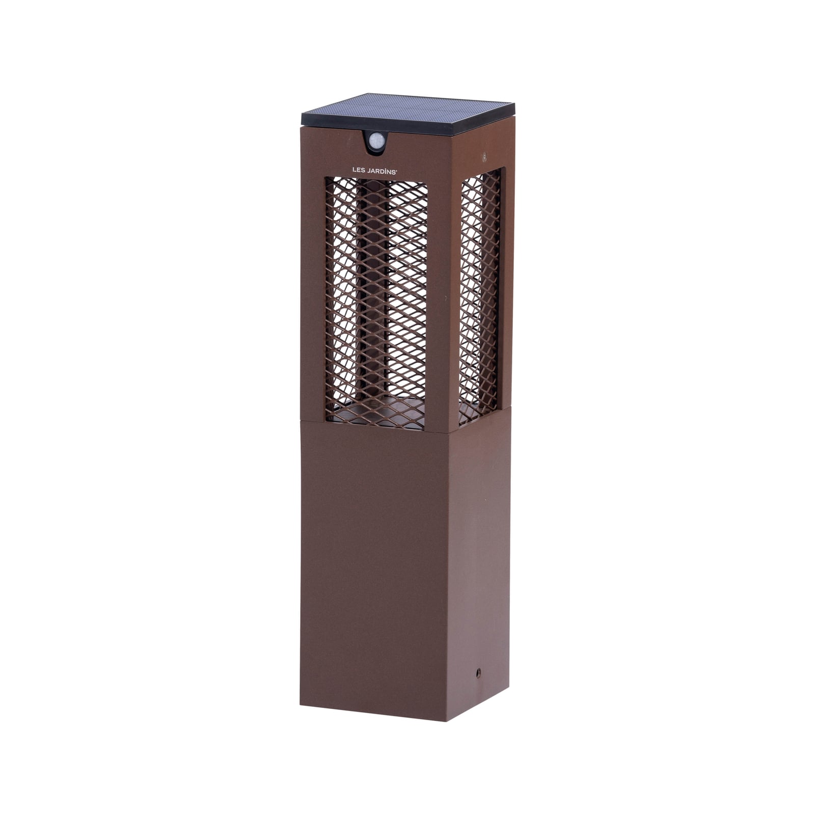 LED solcelle stolpelampe cortenstål med sensor 40 cm IP66 bakside