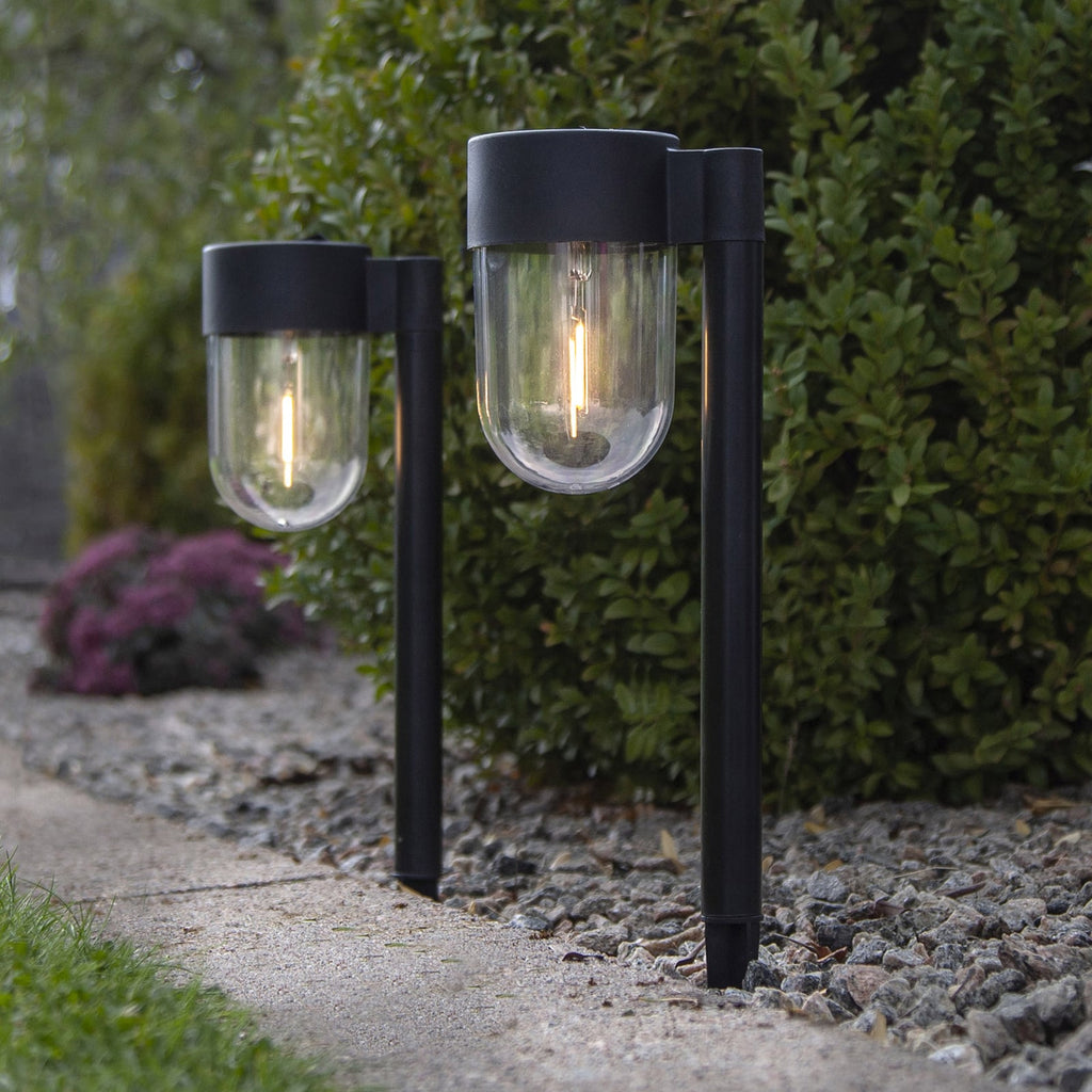 LED solcelle stolpelampe Cupola svart forfra