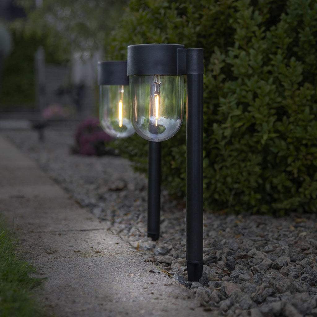 LED solcelle stolpelampe Cupola svart bakside
