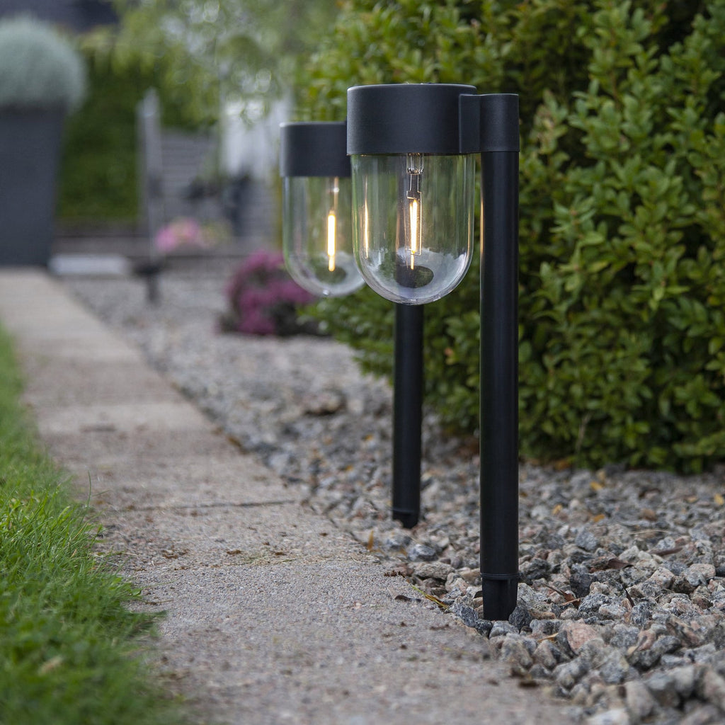 LED solcelle stolpelampe Cupola svart detalj