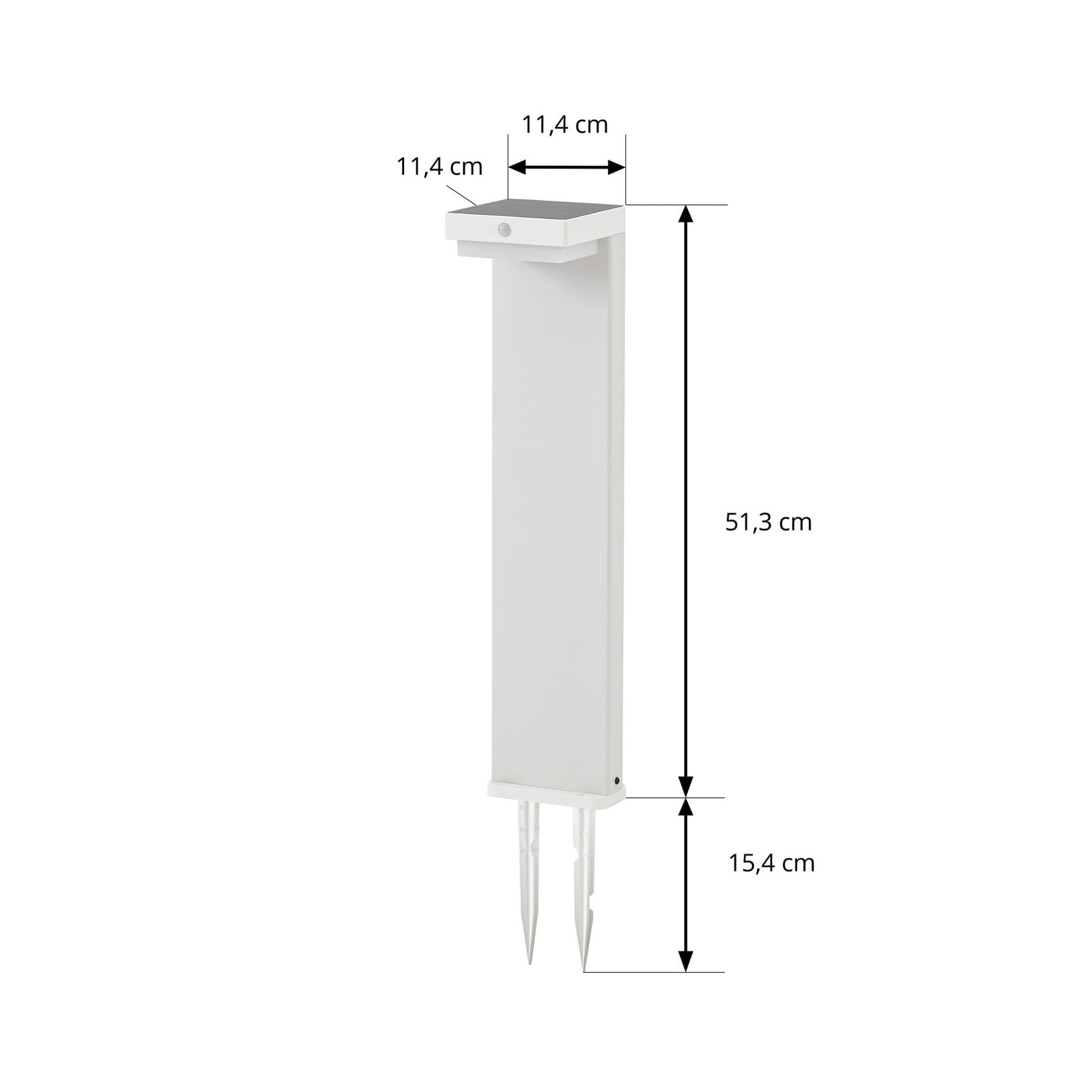 Detalj av LED solcelle stolpelampe Eleazar hvit aluminium dimbar IP44