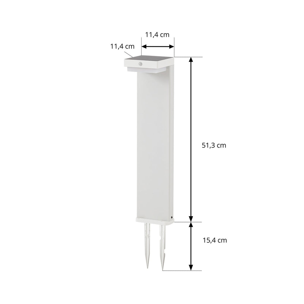 Detalj av LED solcelle stolpelampe Eleazar hvit aluminium dimbar IP44