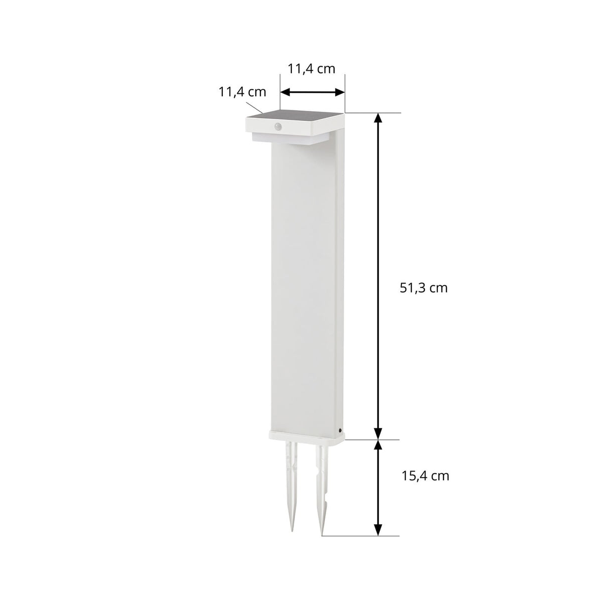 Detalj av LED solcelle stolpelampe Eleazar hvit aluminium dimbar IP44