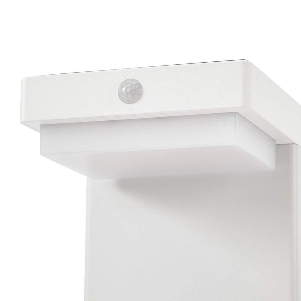 LED solcelle stolpelampe Eleazar hvit aluminium dimbar IP44 detalj av dimmer