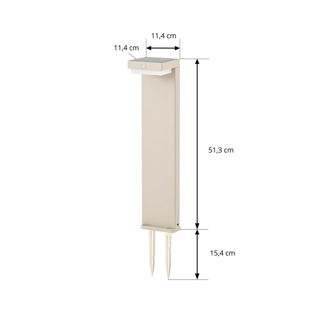 LED solcelle stolpelampe Eleazar beige aluminium detalj