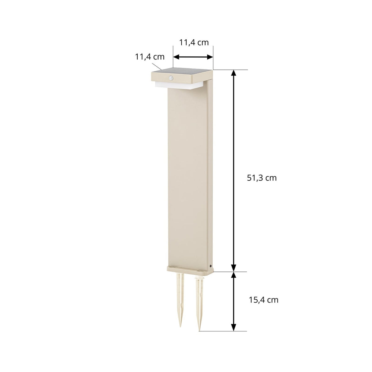 LED solcelle stolpelampe Eleazar beige aluminium detalj
