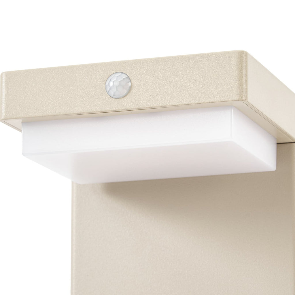 LED solcelle stolpelampe Eleazar beige aluminium med bevegelsessensor