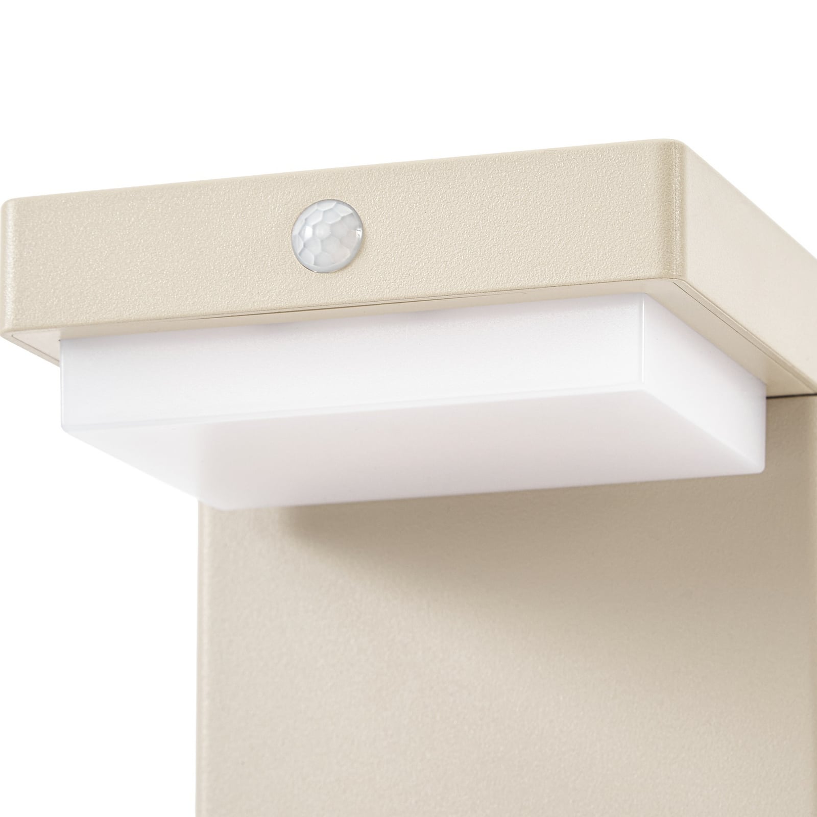 LED solcelle stolpelampe Eleazar beige aluminium med bevegelsessensor