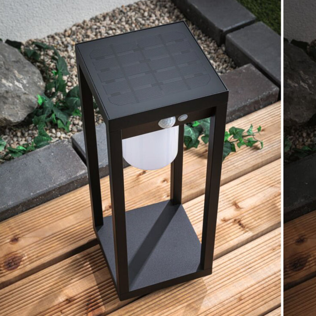 LED solcelle stolpelampe Marisol med bevegelsessensor IP44 bakside