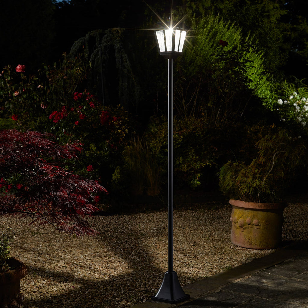 LED solcelle-stolpelampe Whitehall 365 dimbar IP44 forfra