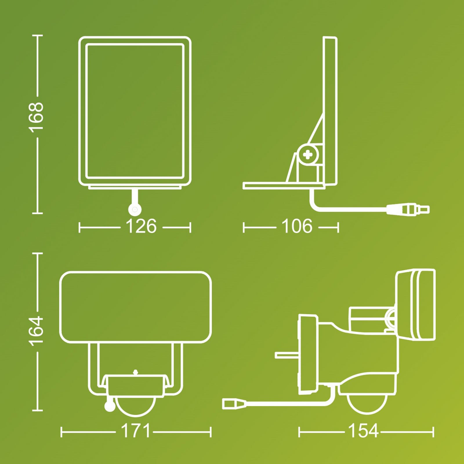 LED solcelle utespot Tylus med bevegelsessensor svart IP44 bakside