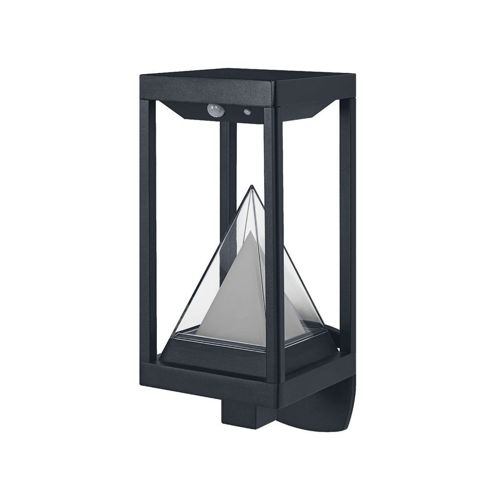 LED solcelle utevegglampe Alps svart bakside og sensor