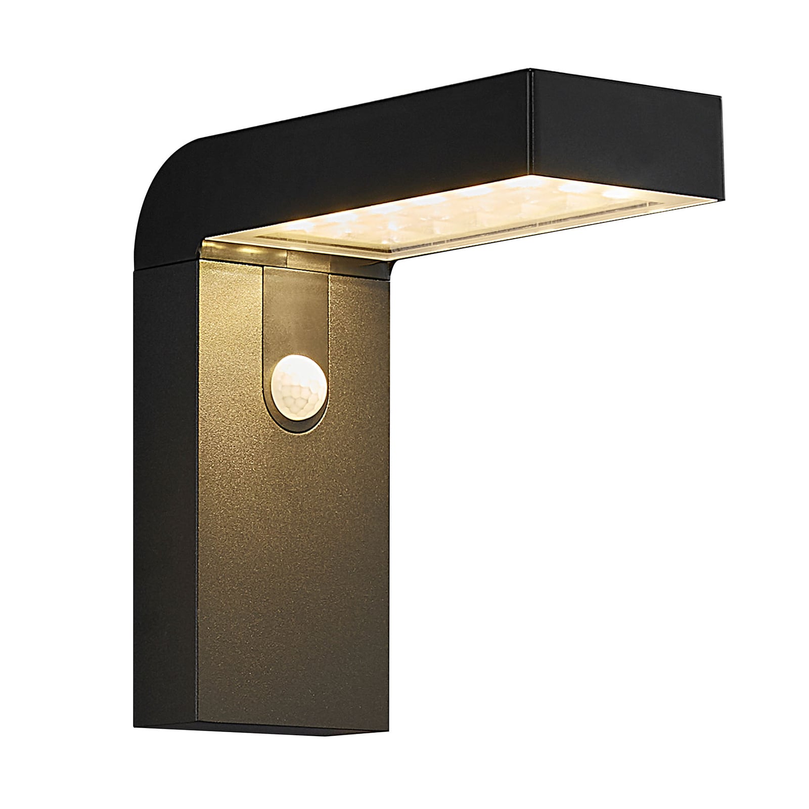 Detalj av LED solcelle utevegglampe Alya med bevegelsessensor svart