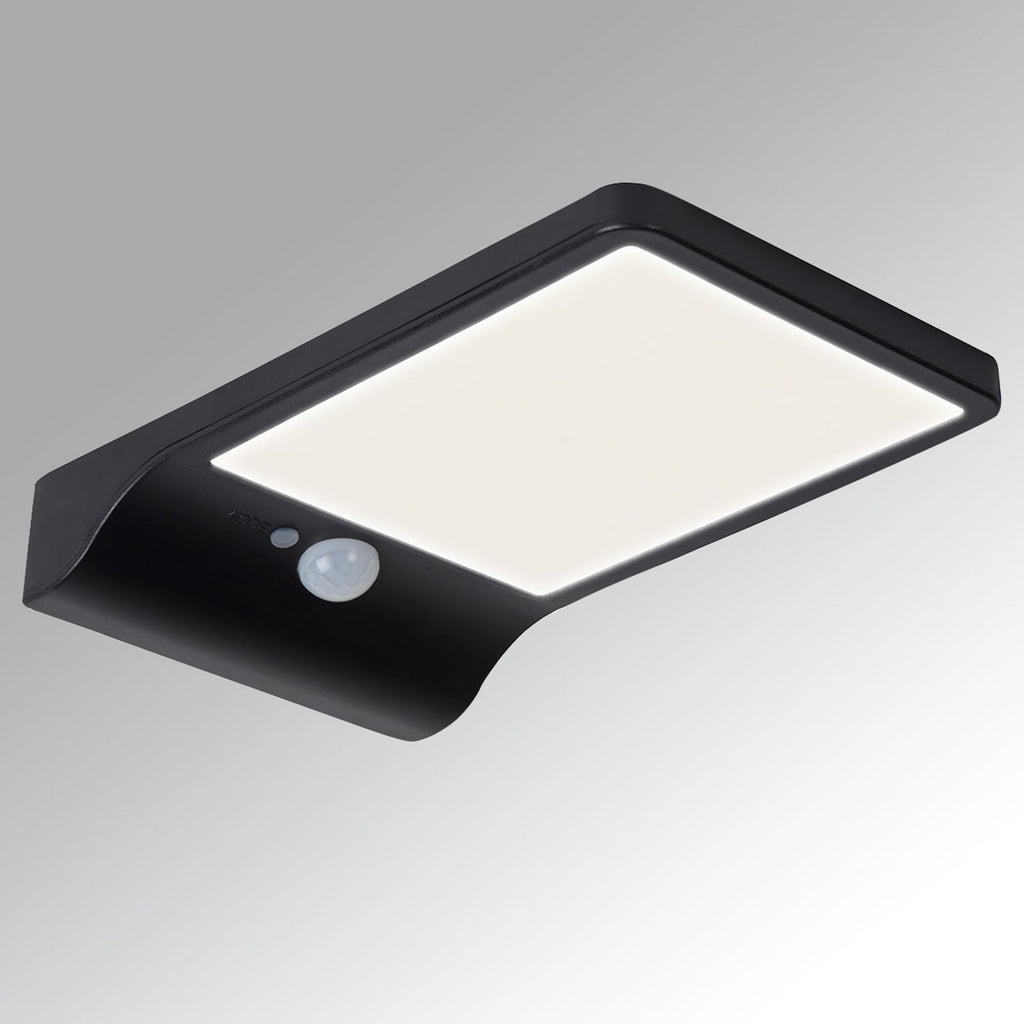 LED solcelle utevegglampe Basic med bevegelsessensor svart IP44 detalj sensor
