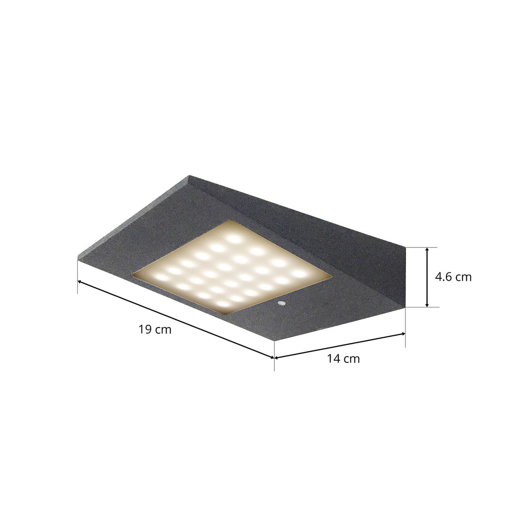 LED solcelle utevegglampe med bevegelsessensor aluminium antrasitt IP54 - CMD