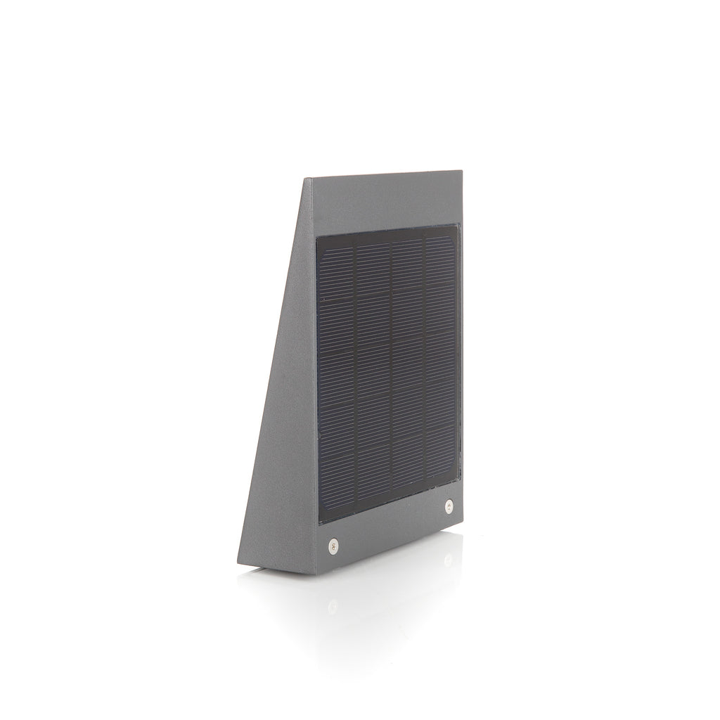 LED solcelle utevegglampe med bevegelsessensor aluminium antrasitt IP54 - CMD