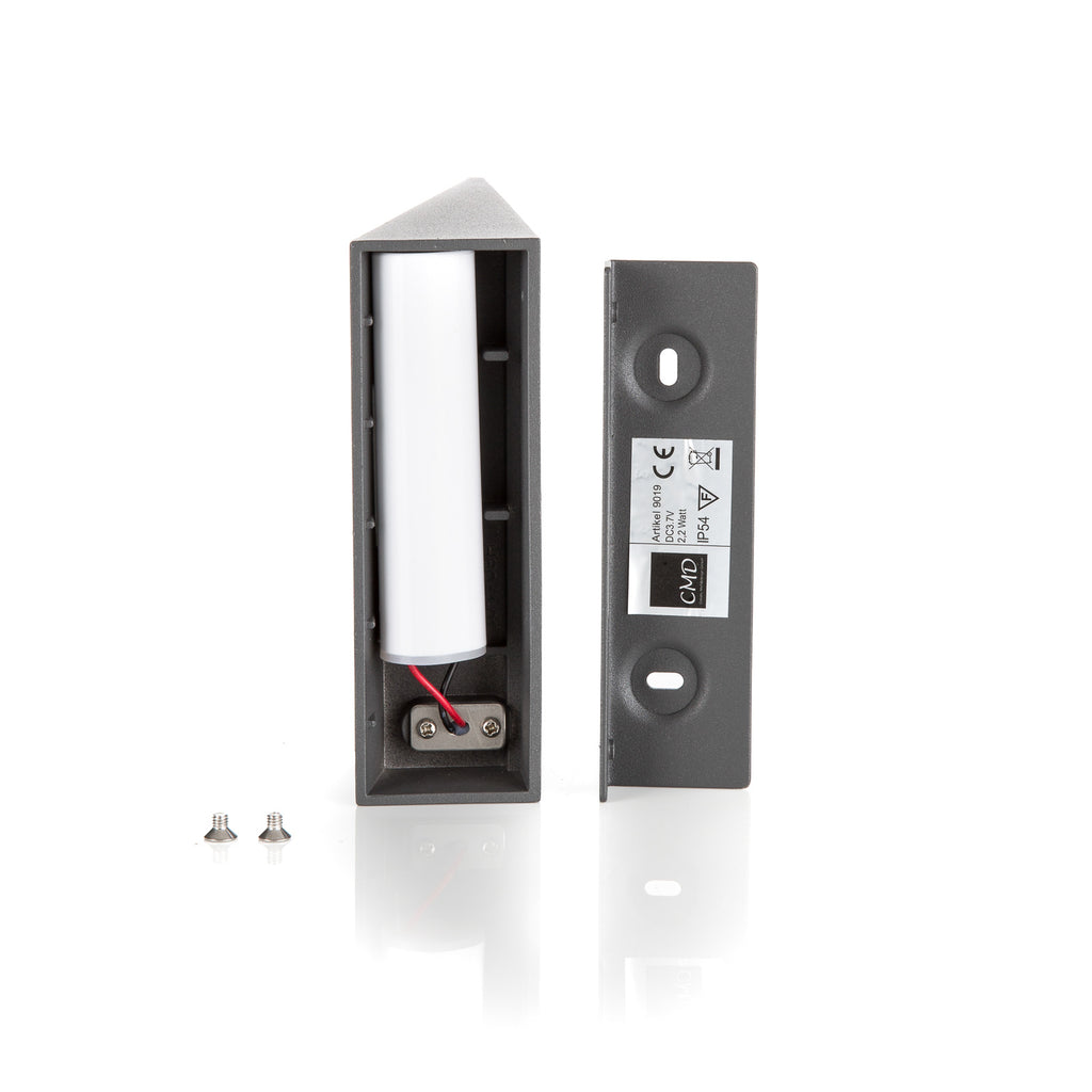 LED solcelle utevegglampe med bevegelsessensor aluminium antrasitt IP54 - CMD