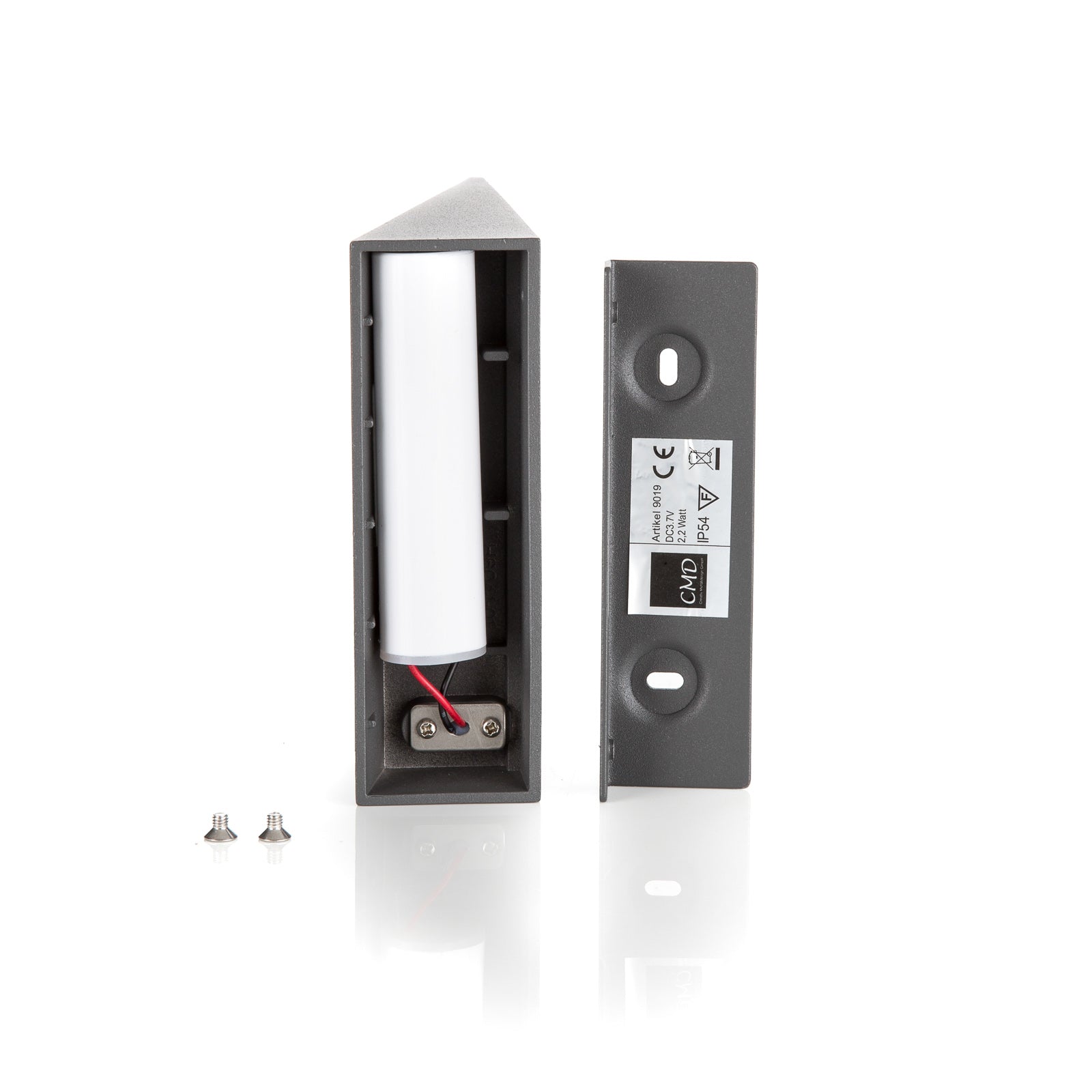 LED solcelle utevegglampe med bevegelsessensor aluminium antrasitt IP54 - CMD