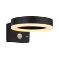 LED solcelle utevegglampe med bevegelsessensor svart 6W IP44 Globo forfra