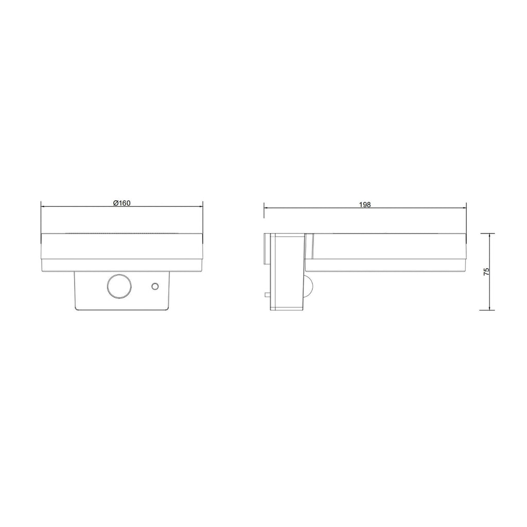 LED solcelle utevegglampe med bevegelsessensor svart 6W IP44 Globo bakside