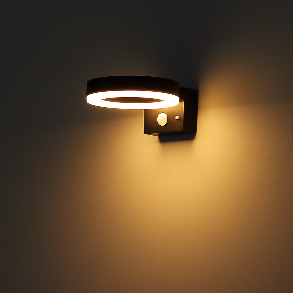 LED solcelle utevegglampe med bevegelsessensor svart 6W IP44 Globo detalj av sensor