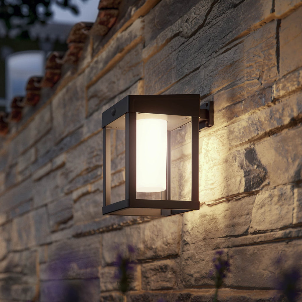 LED solcelle utevegglampe Camill med bevegelsessensor forside