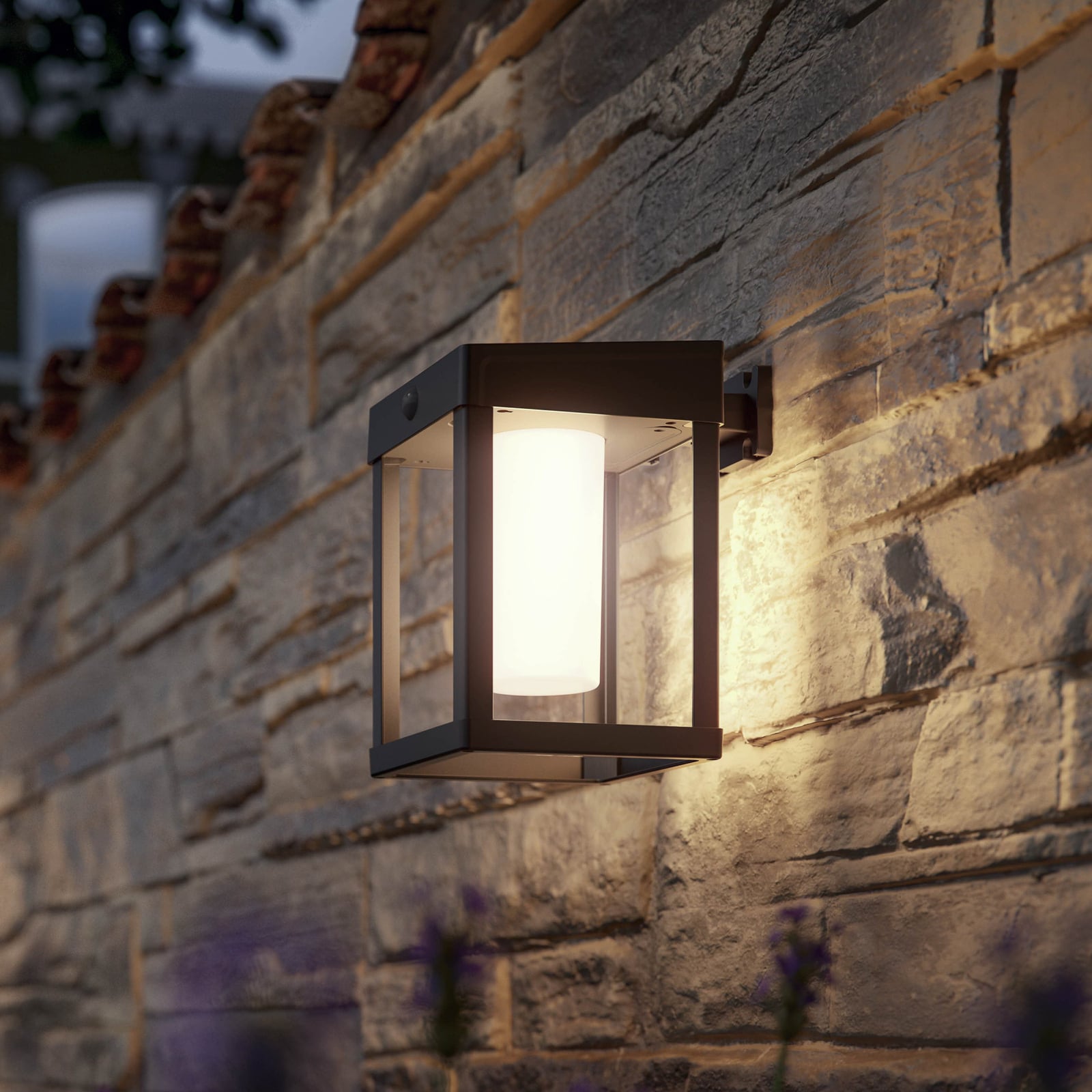 LED solcelle utevegglampe Camill med bevegelsessensor forside