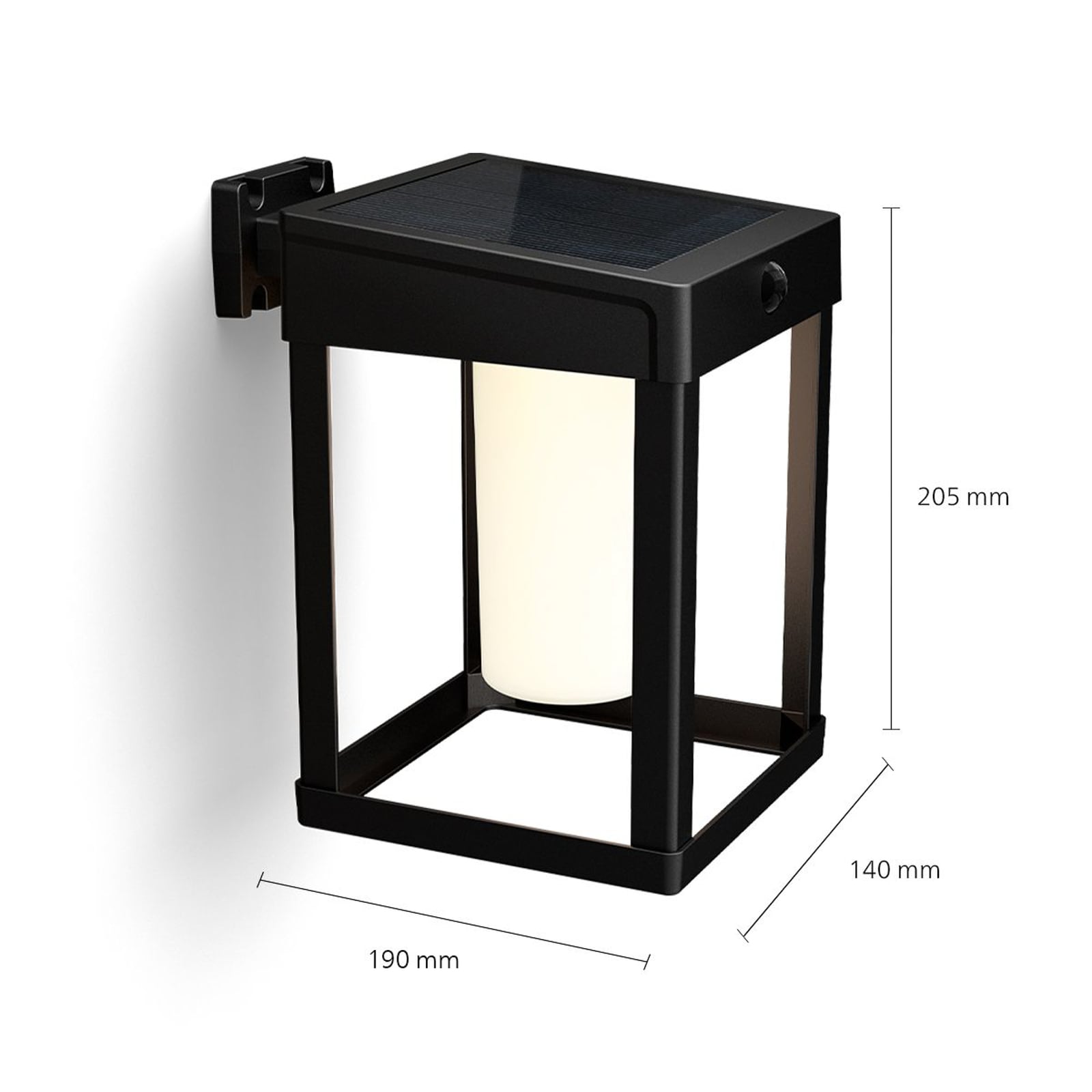 LED solcelle utevegglampe Camill montert utendørs