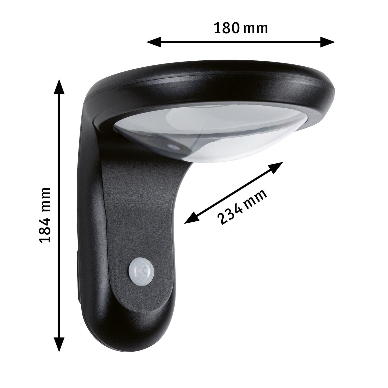 Detalj av LED solcelle utevegglampe Diskola med bevegelsessensor IP44