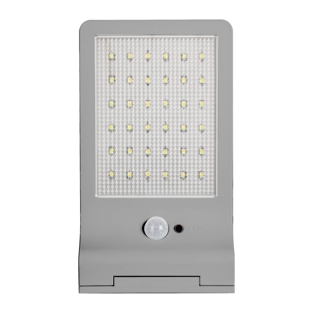 LED solcelle utevegglampe DOORLED med bevegelsessensor sølv OSRAM nærbilde