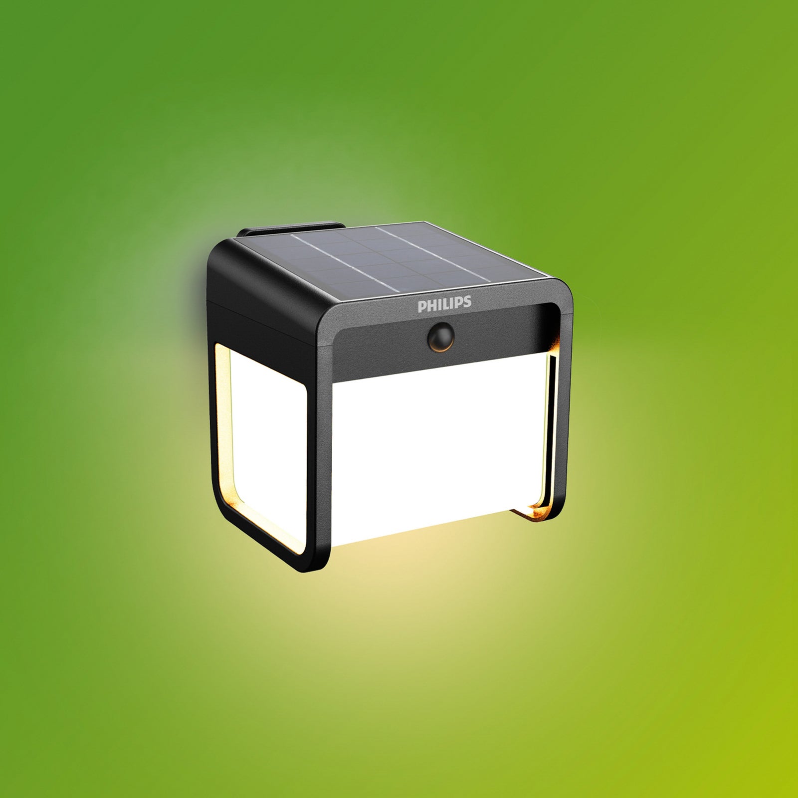 LED solcelle utevegglampe Ezra med bevegelsessensor svart IP44 detalj
